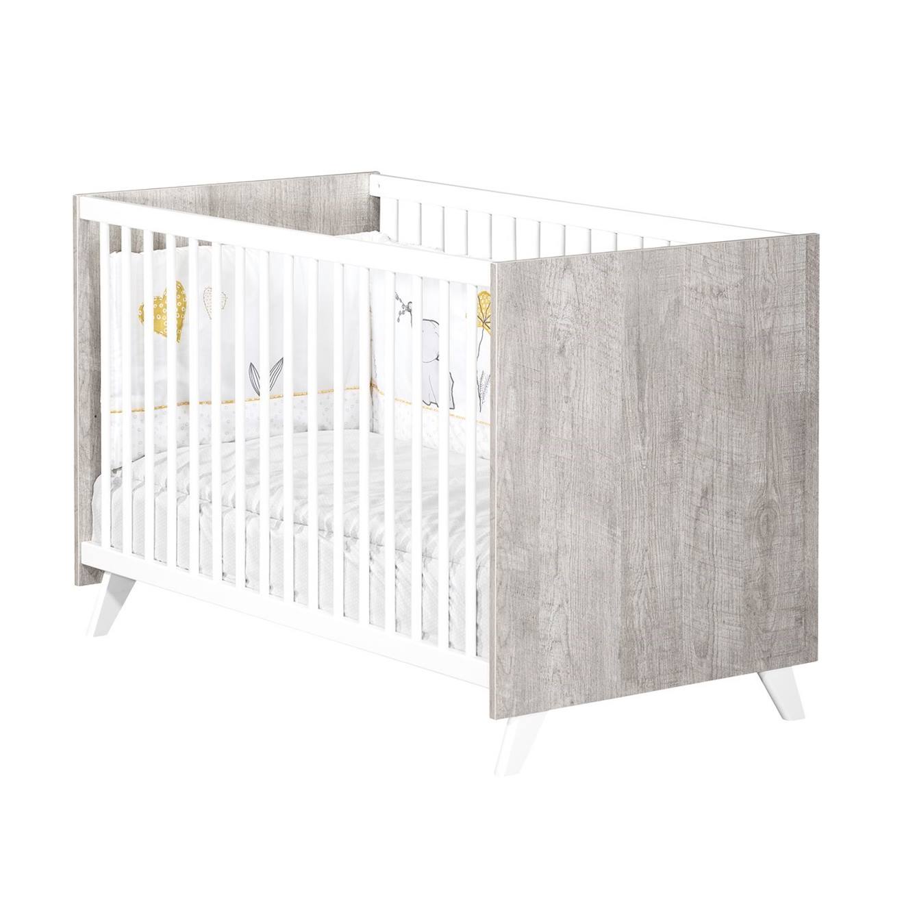 Baby Price - Lit Bébé En Bois Blanc/gris