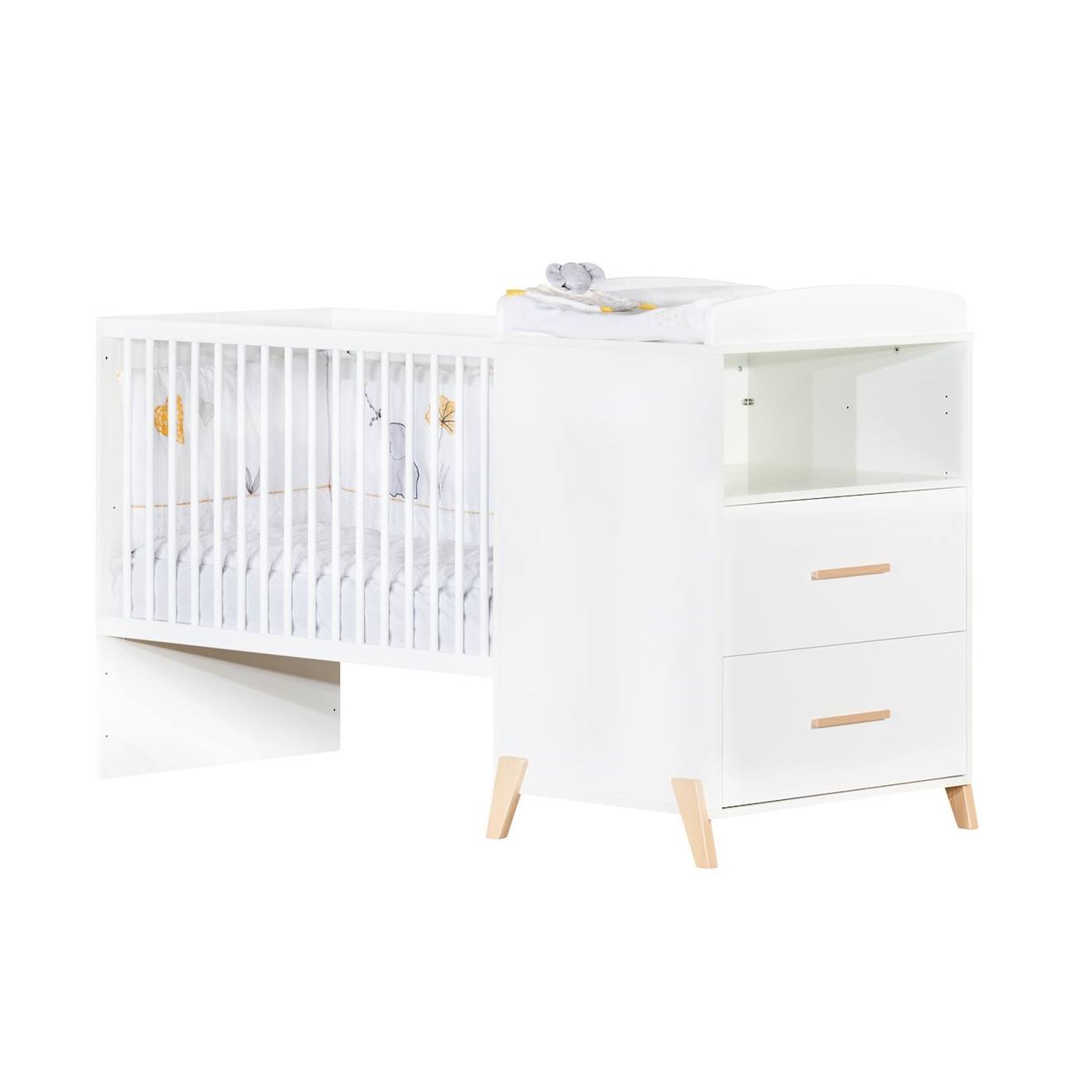 Lit Combiné Evolutif En Bois - Joy Blanc/marron (Baby Price) - Image 1