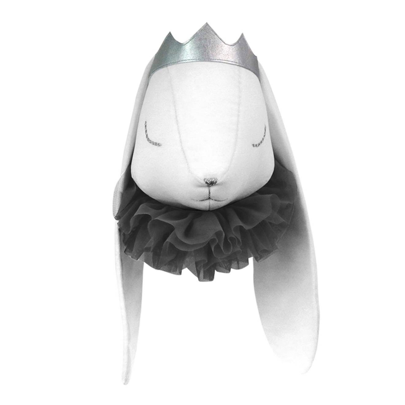 Décoration Trophée Murale En Peluche Lapin Prince Blanc