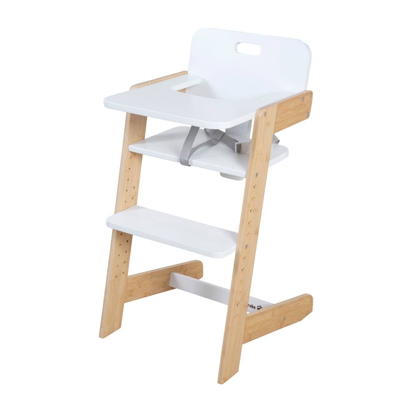 Chaise Haute Évolutive En Bambou Fsc® Avec Plateau Repas Nature Up Blanc - Naturel