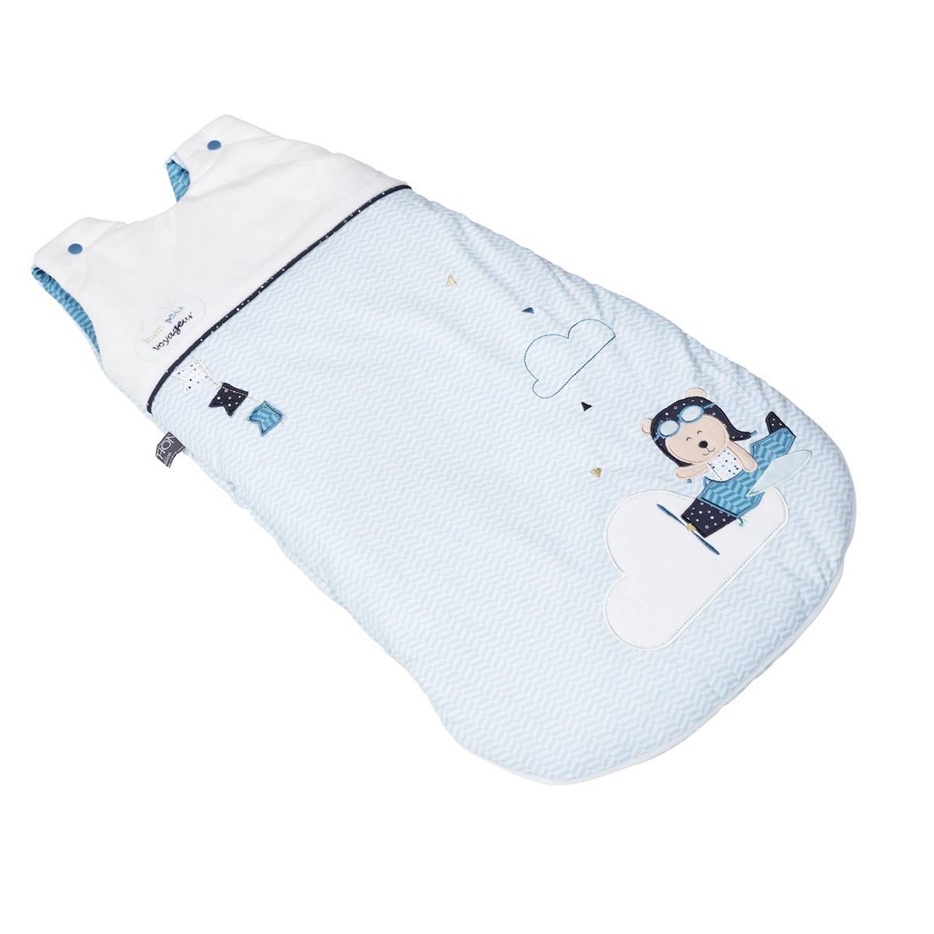 Gigoteuse Bébé Ouatinee En Coton Blanc/bleu