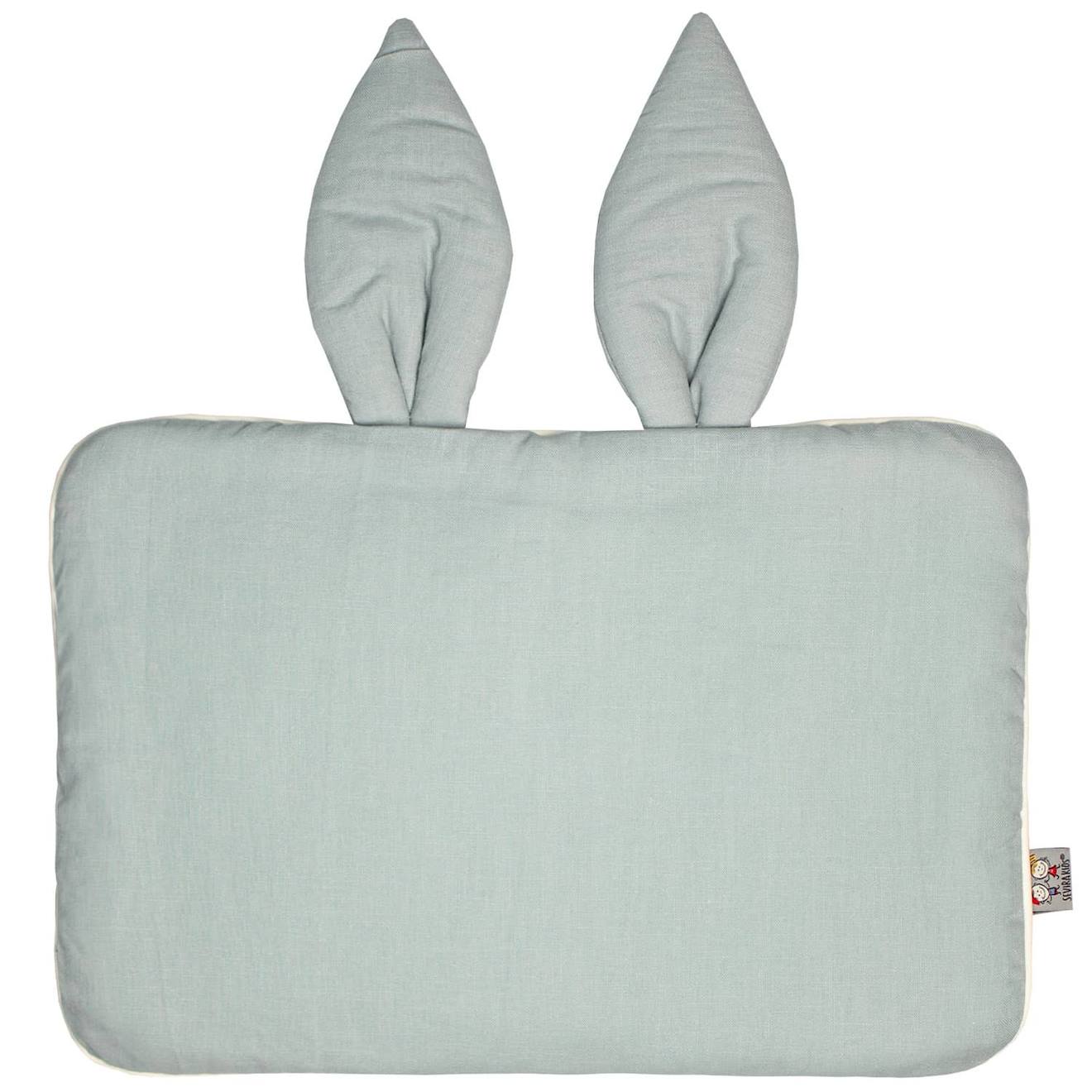 Oreiller Extra Plat Lapin En Lin Vert De Gris