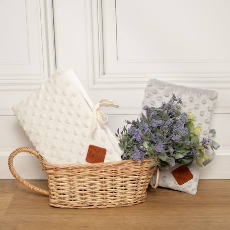 Protège carnet de santé en minky Bleu+Camel+Denim+Écru+Gris+Rose+Vert émeraude 18 - vertbaudet enfant 