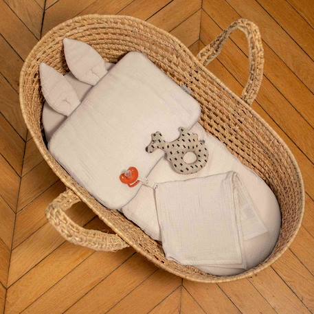Oreiller plat lapin en gaze de coton jeanne Beige+Blanc+Blanc à pois or+Bleu+Camel+Écru+Gris clair+Terracotta+Vert de gris 15 - vertbaudet enfant 