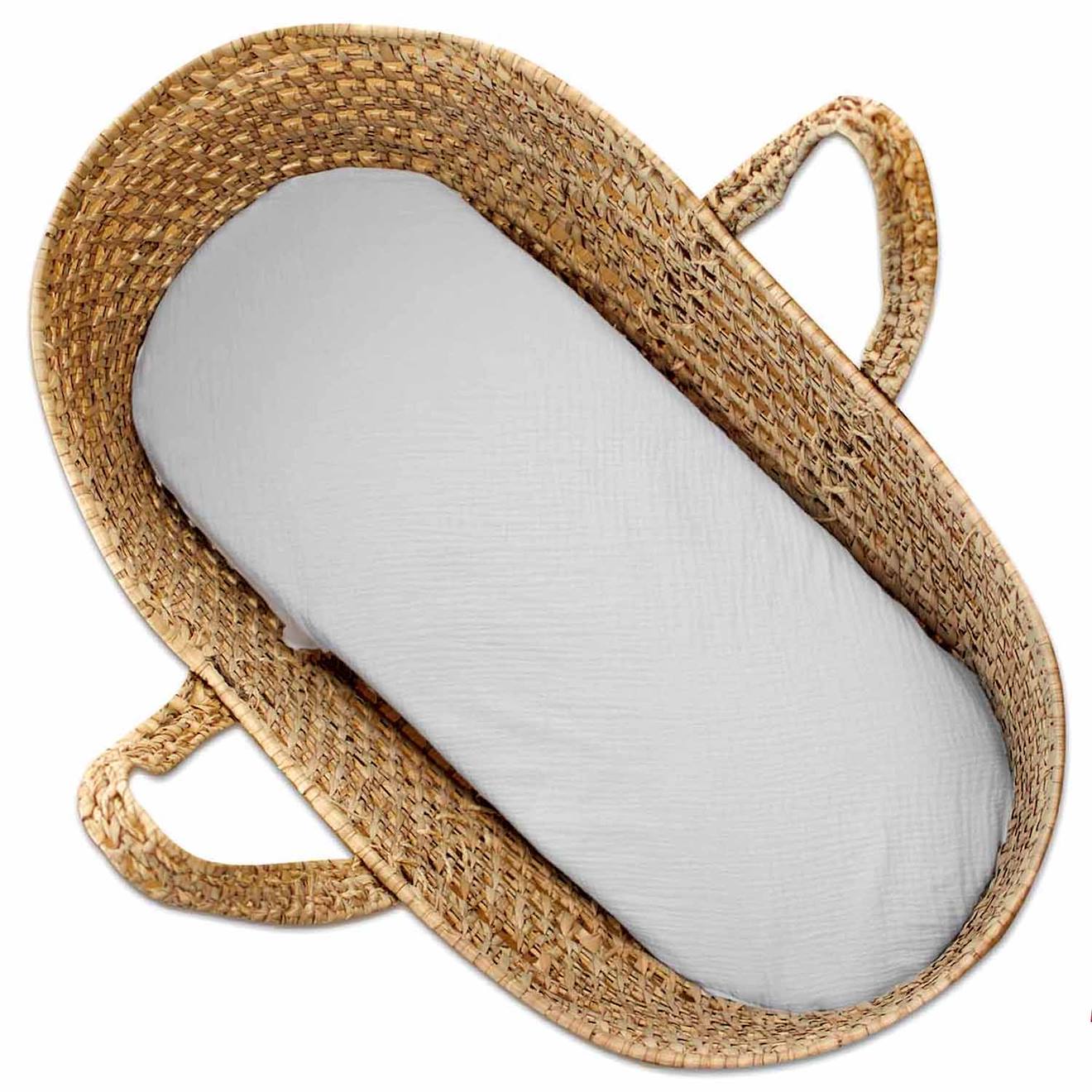 Drap Housse Couffin Ovale En Gaze De Coton Jeanne Gris Clair