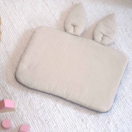 Oreiller plat lapin en gaze de coton jeanne Beige+Blanc+Blanc à pois or+Bleu+Camel+Écru+Gris clair+Terracotta+Vert de gris 45 - vertbaudet enfant 