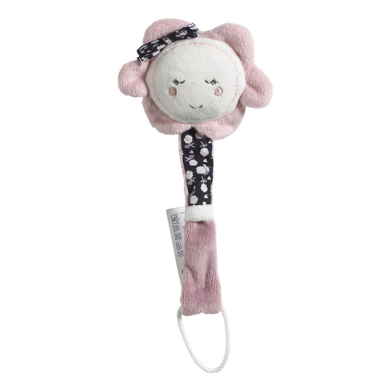 Attache-tétine Bébé En Velours Fleur Blanc