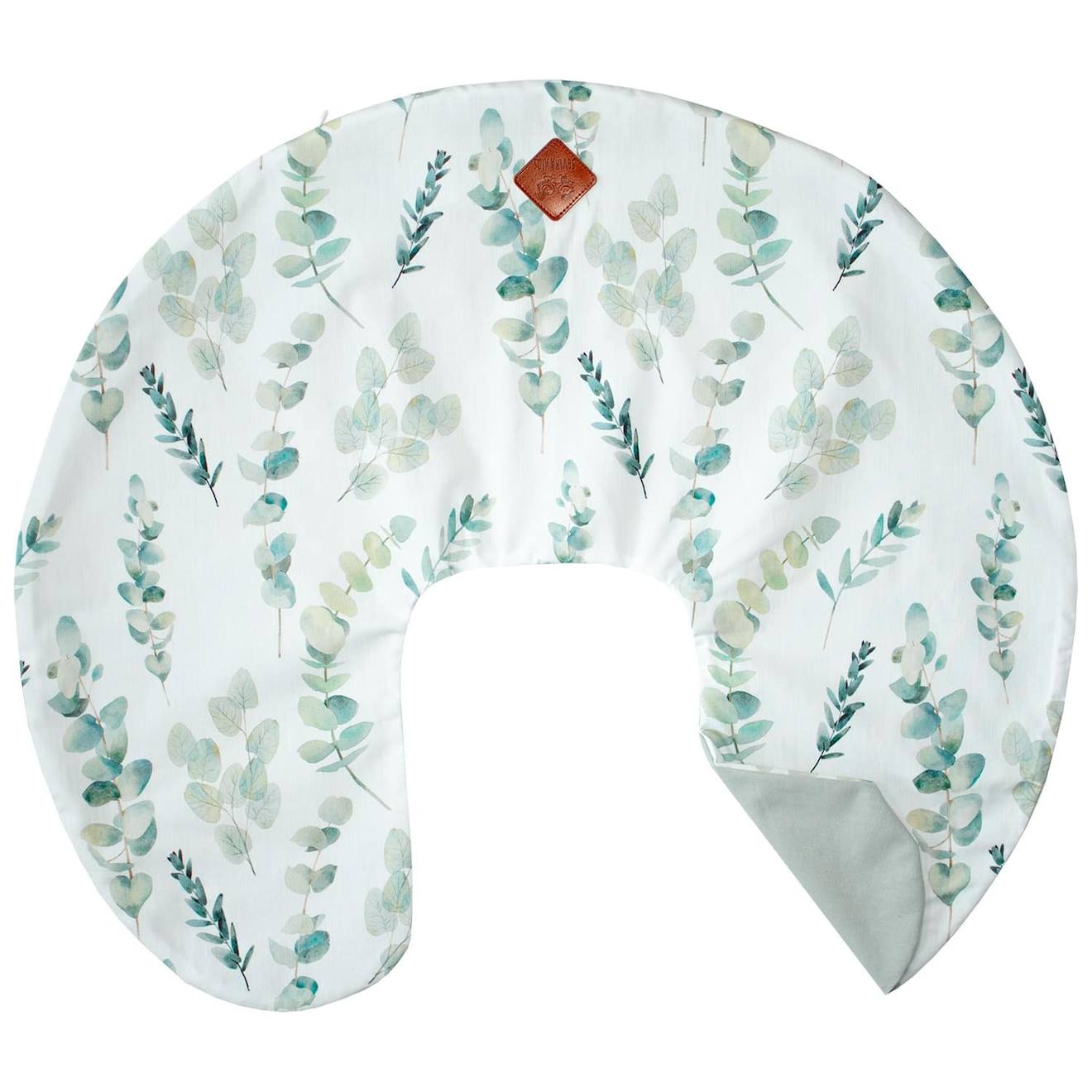 Housse Pour Coussin D'allaitement Ergonomique Eucalyptus Blanc Imprimé Eucalyptus