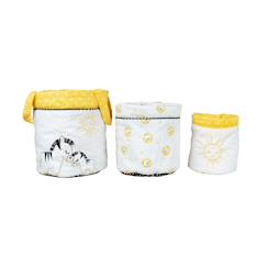 Chambre et rangement-Rangement-Lot de 3 panieres gigognes en coton - pluche et pompon