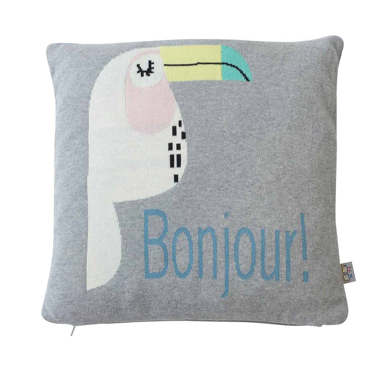 Taie De Coussin En Coton Biologique Gris, Toucan