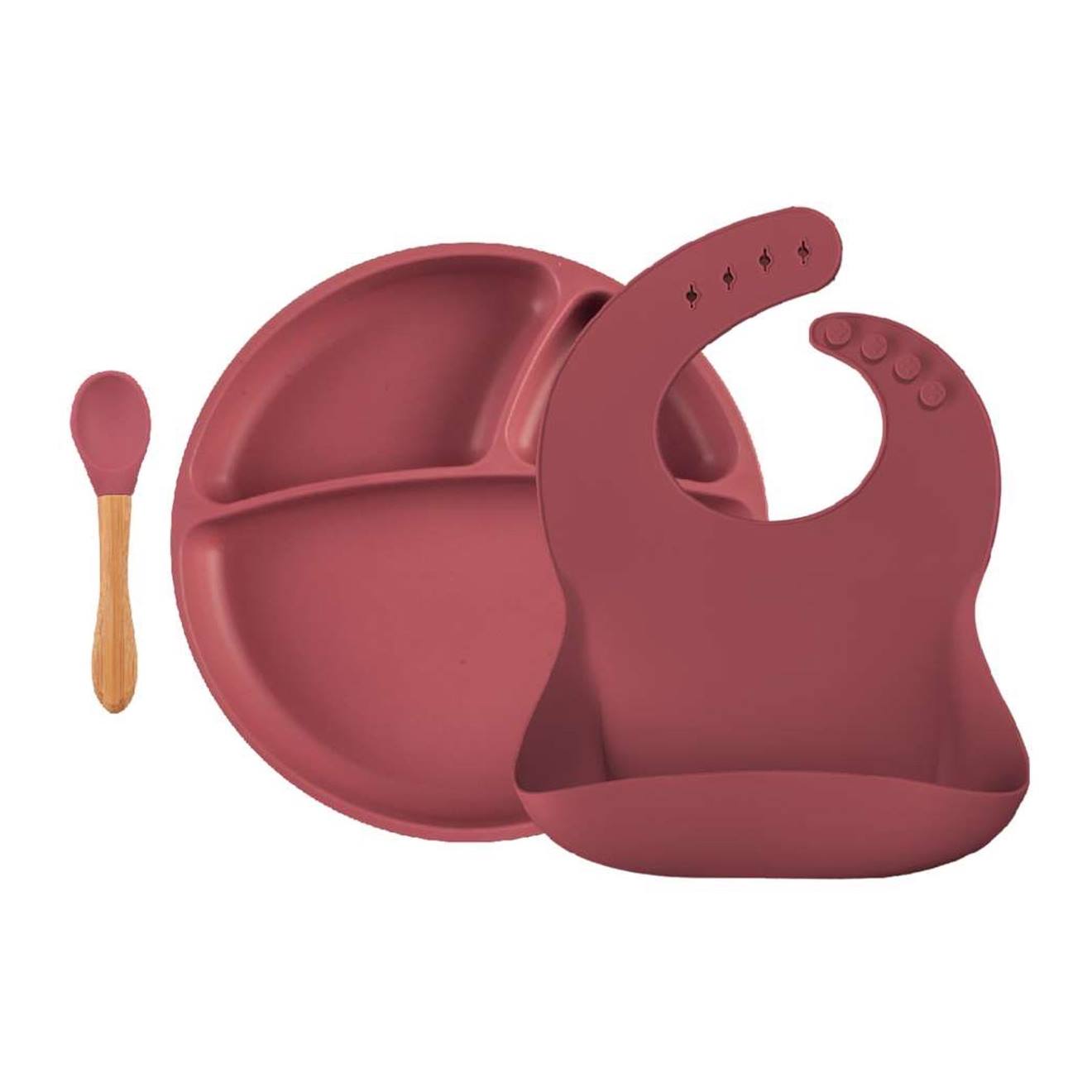 Coffret Repas Comme Un Grand Assiette Cuillère Bavoir Terracotta