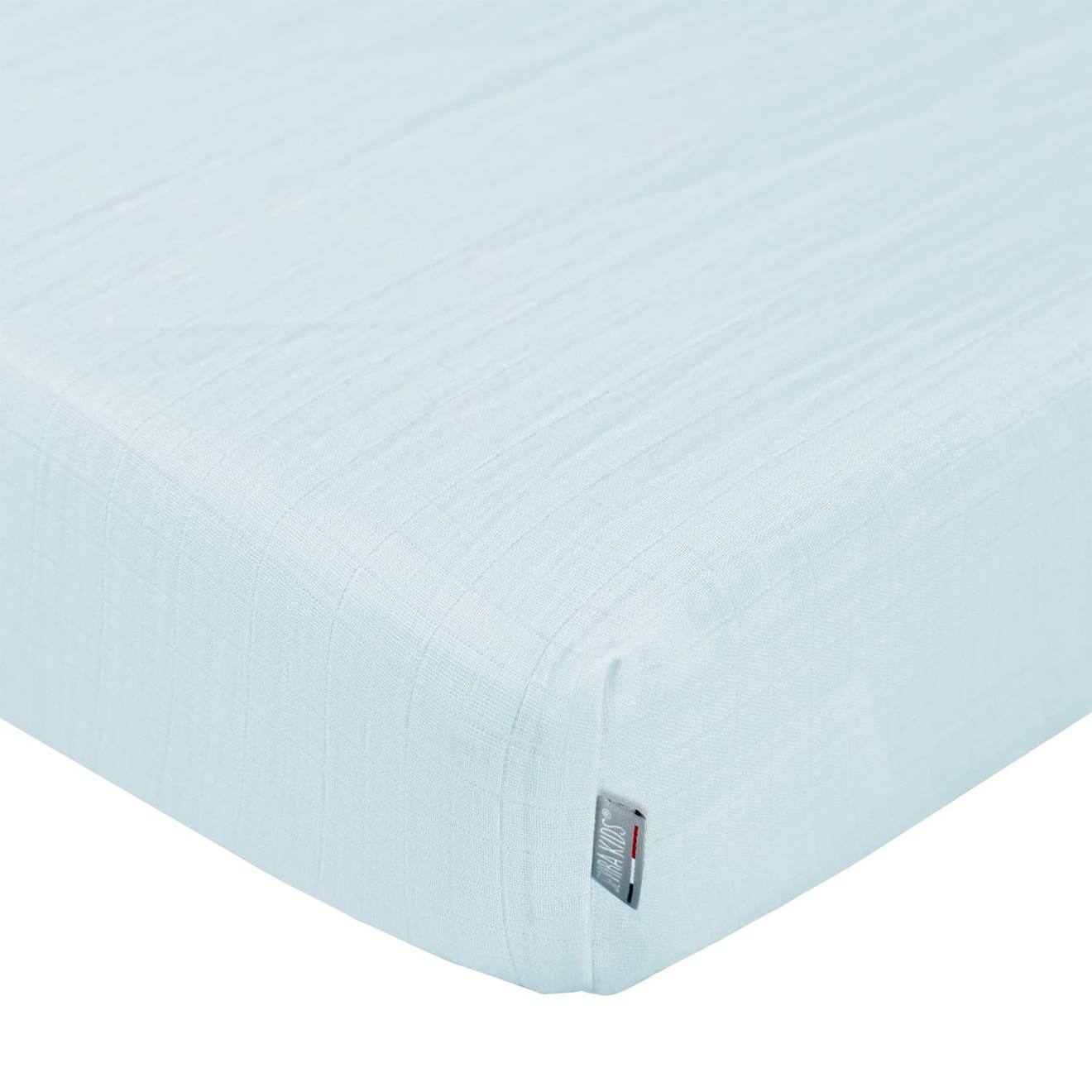 Sevira kids - Drap Housse En Gaze De Coton À Carreaux Bleu