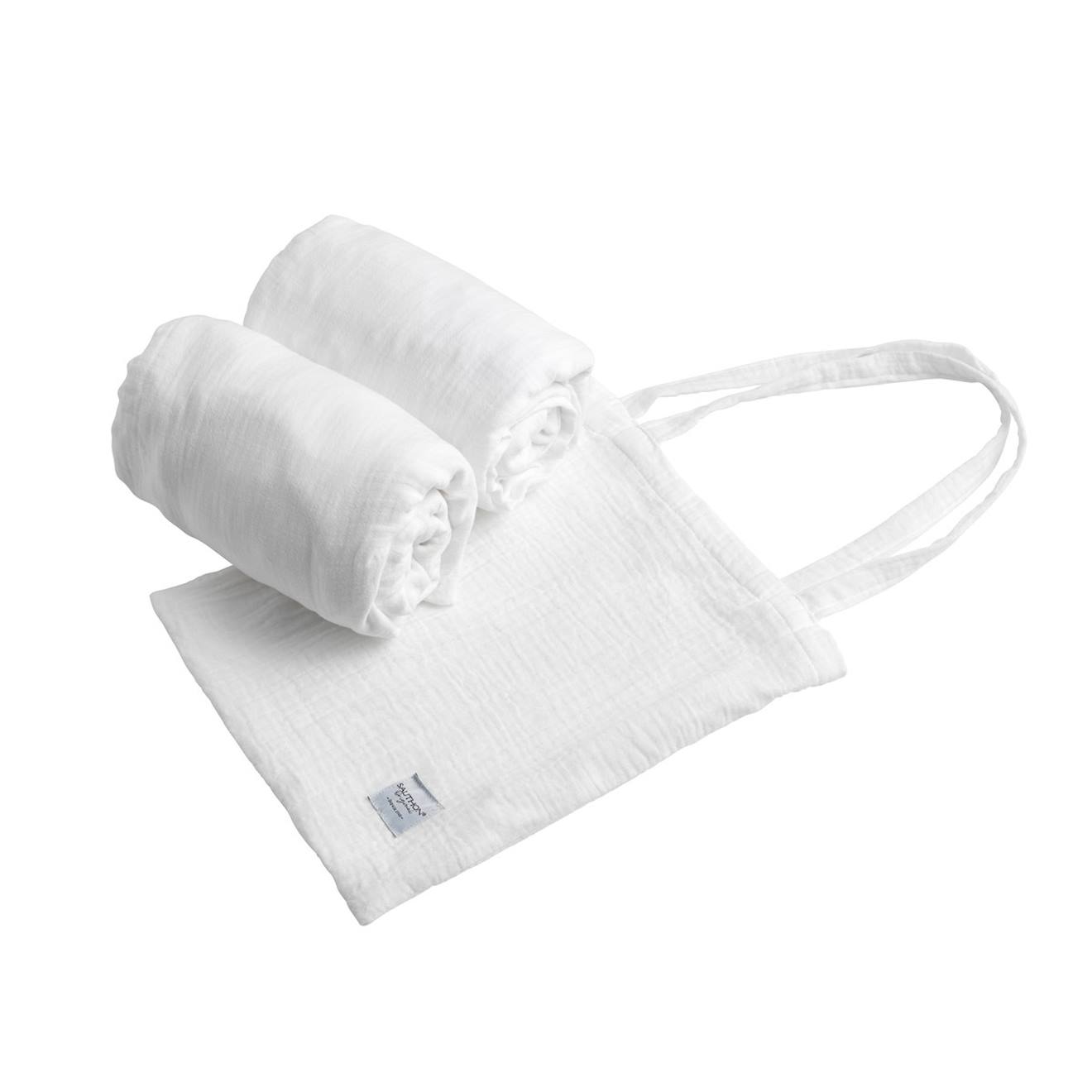 Lot 2 Draps Housse Pour Lit Évolutif Bébé En Coton - Galopin Blanc