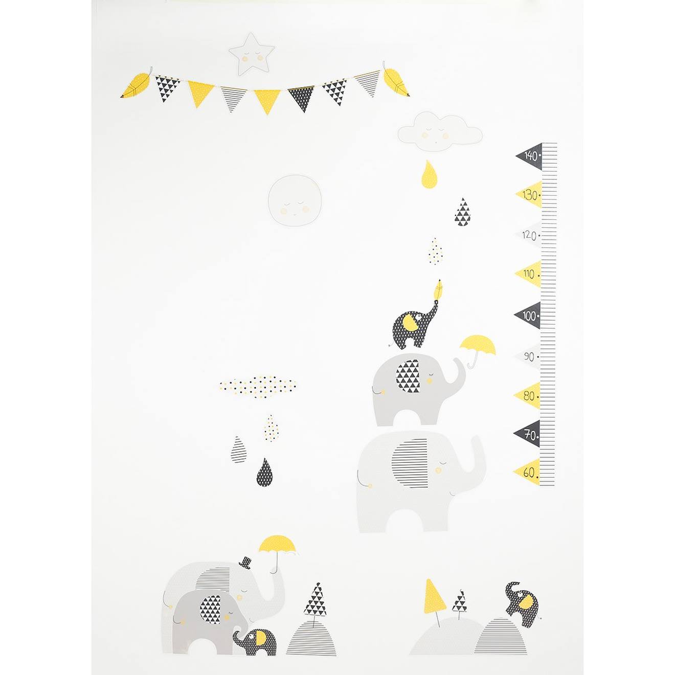 Stickers Muraux Eléphant En Papier Gris
