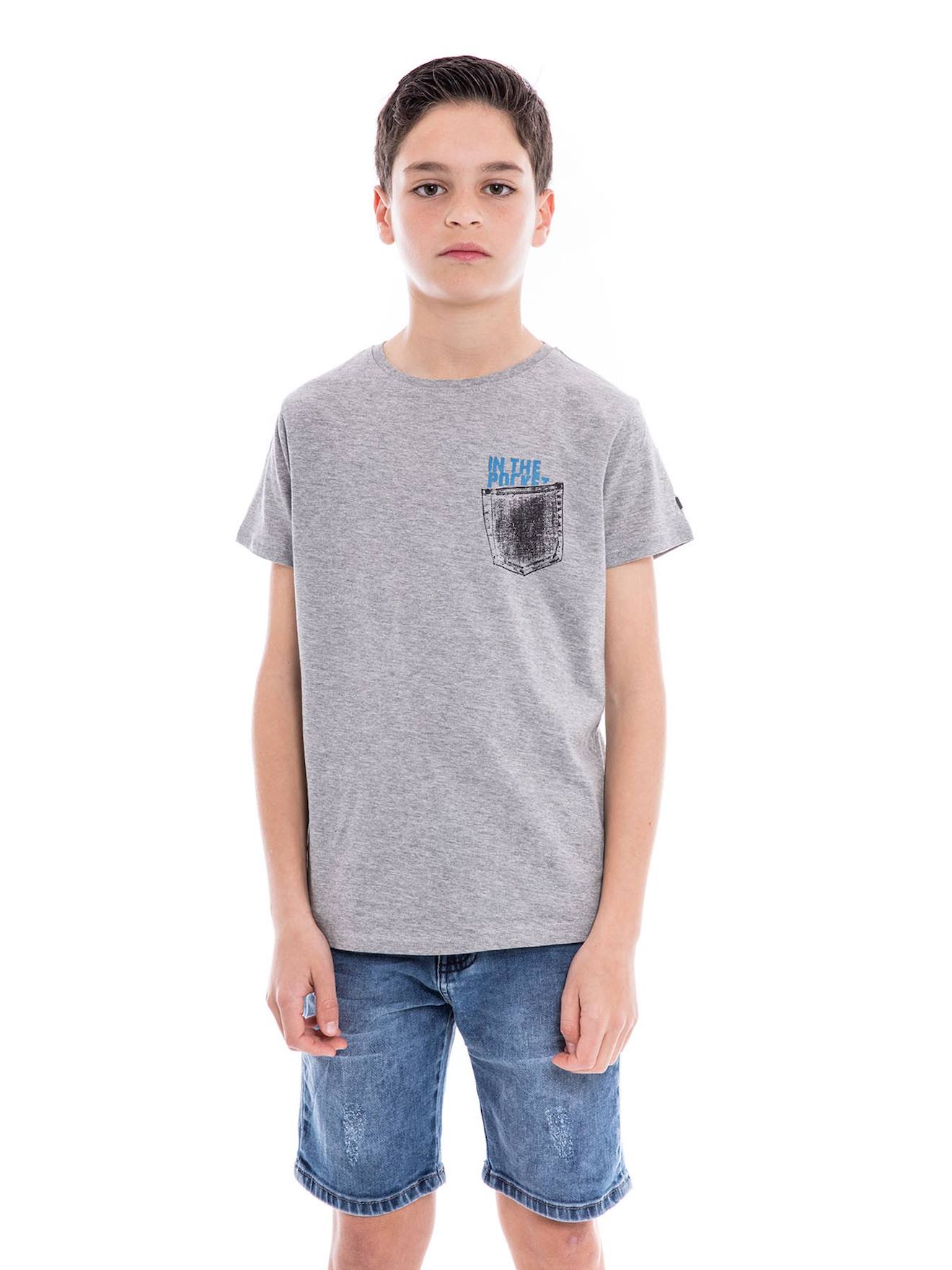 T-shirt Pur Coton Organique Nampty Garçon Gris