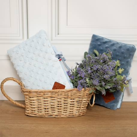 Protège carnet de santé en minky Bleu+Camel+Denim+Écru+Gris+Rose+Vert émeraude 5 - vertbaudet enfant 