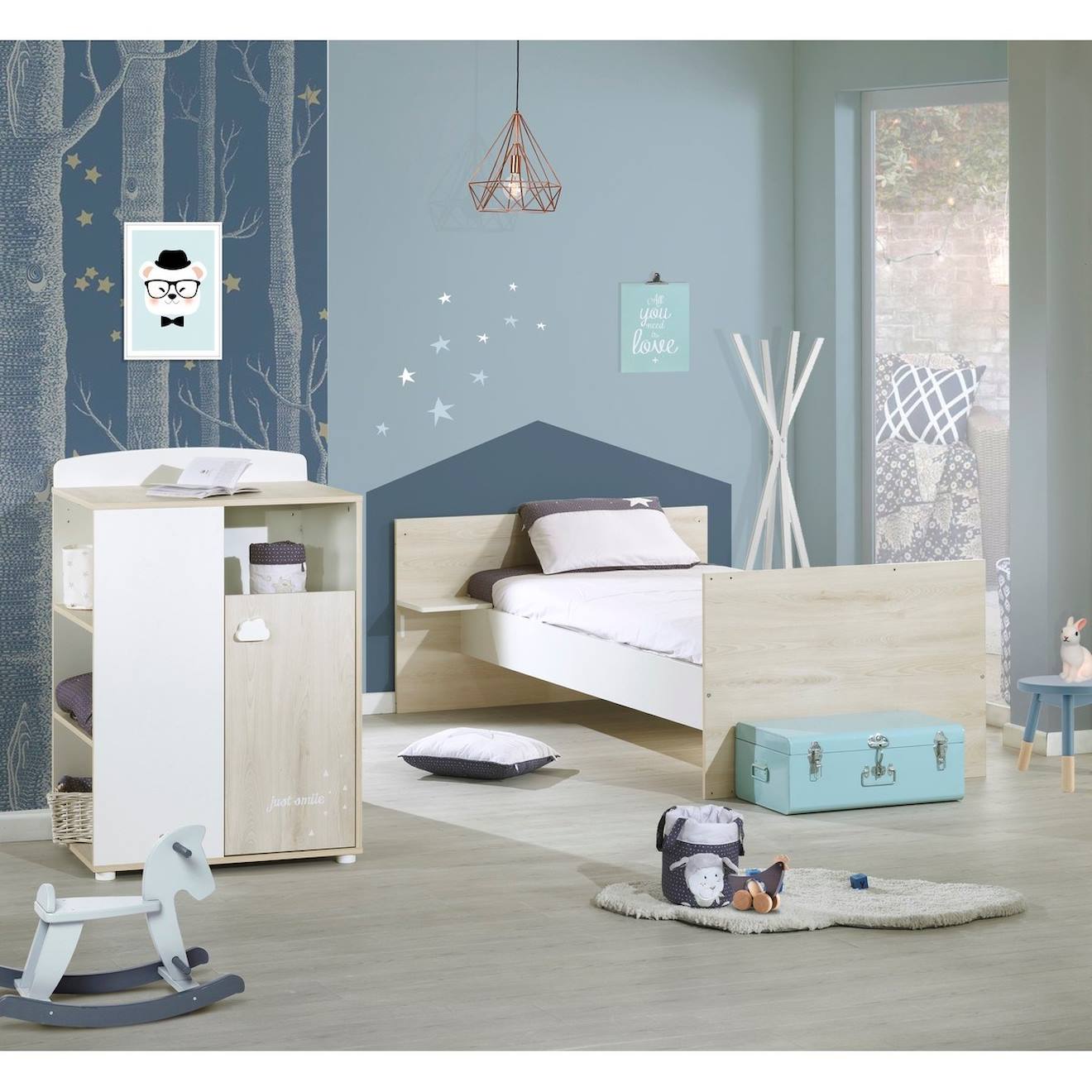 Lit Combiné Evolutif En Bois - Smile Blanc (Baby Price) - Image 2