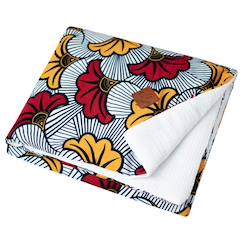Puériculture-Chancelières, plaid-Plaid-Couverture réversible wax fleurs de mariage