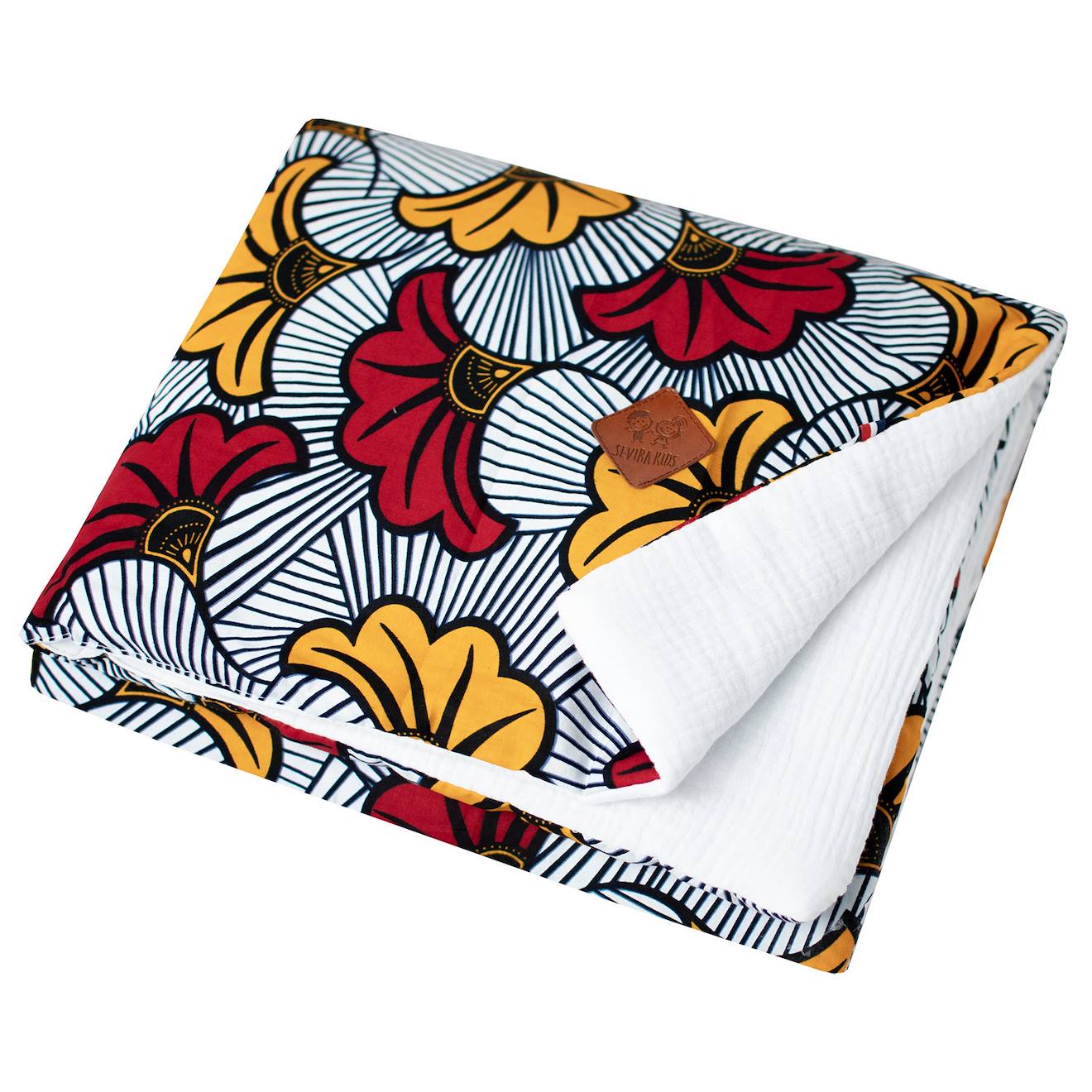 Grande Couverture Plaid En Coton Wax Fleurs De Mariage Rouge