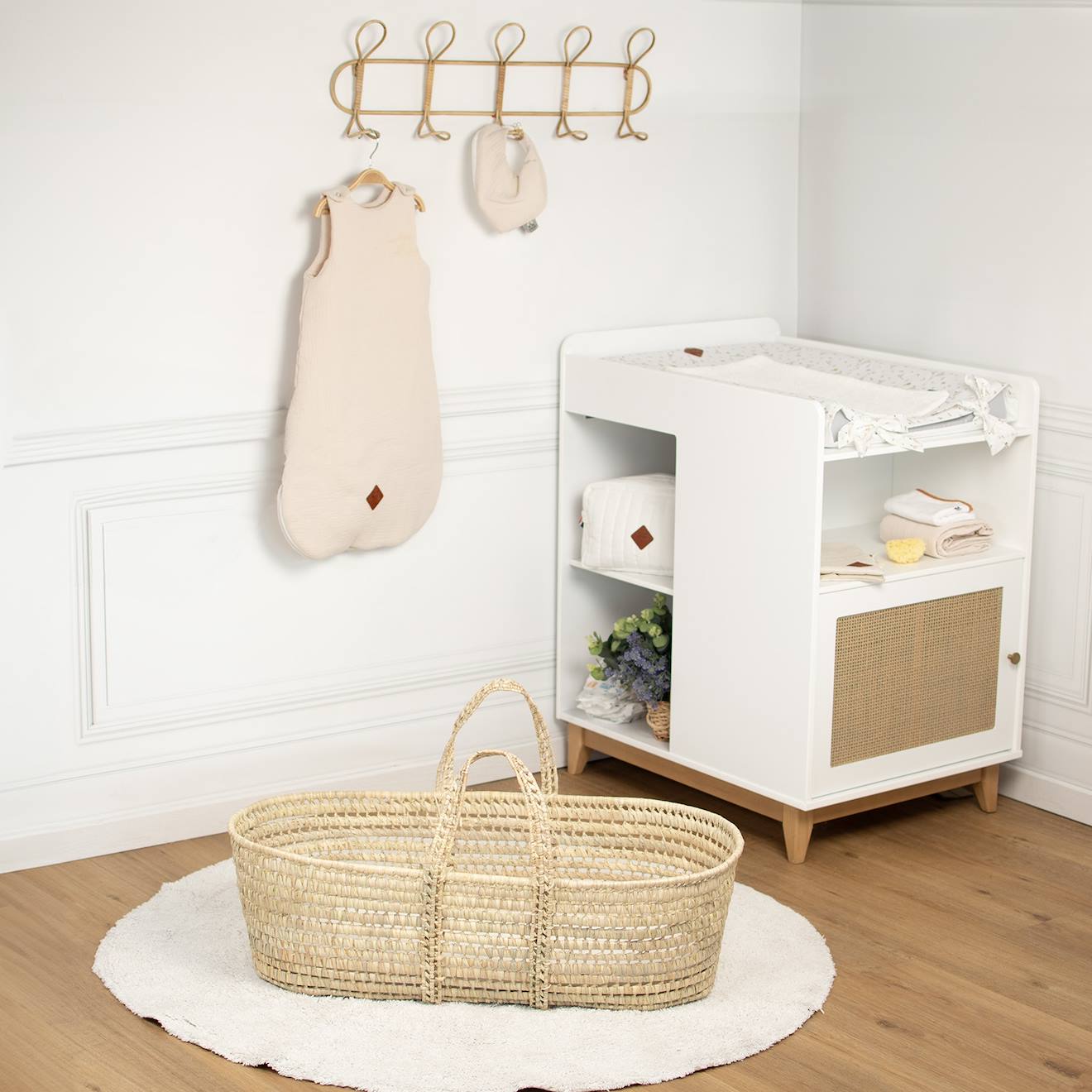 Couffin Panier Moise En Fibres Naturelles Beige (Sevira Kids) - Image 2