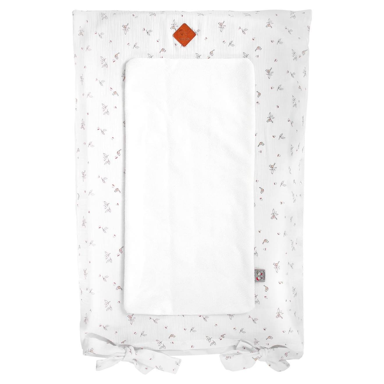 Housse De Matelas À Langer Melody Blanc Imprimé Minimaliste