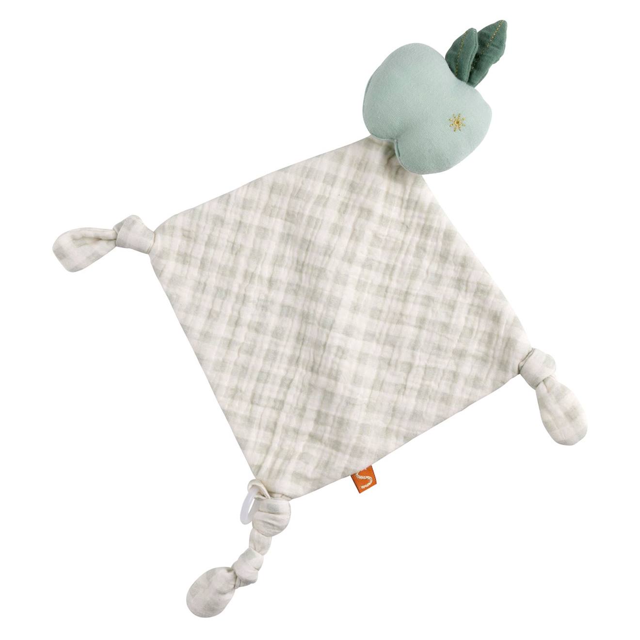 Doudou Mouchoir Pomme En Coton Vert