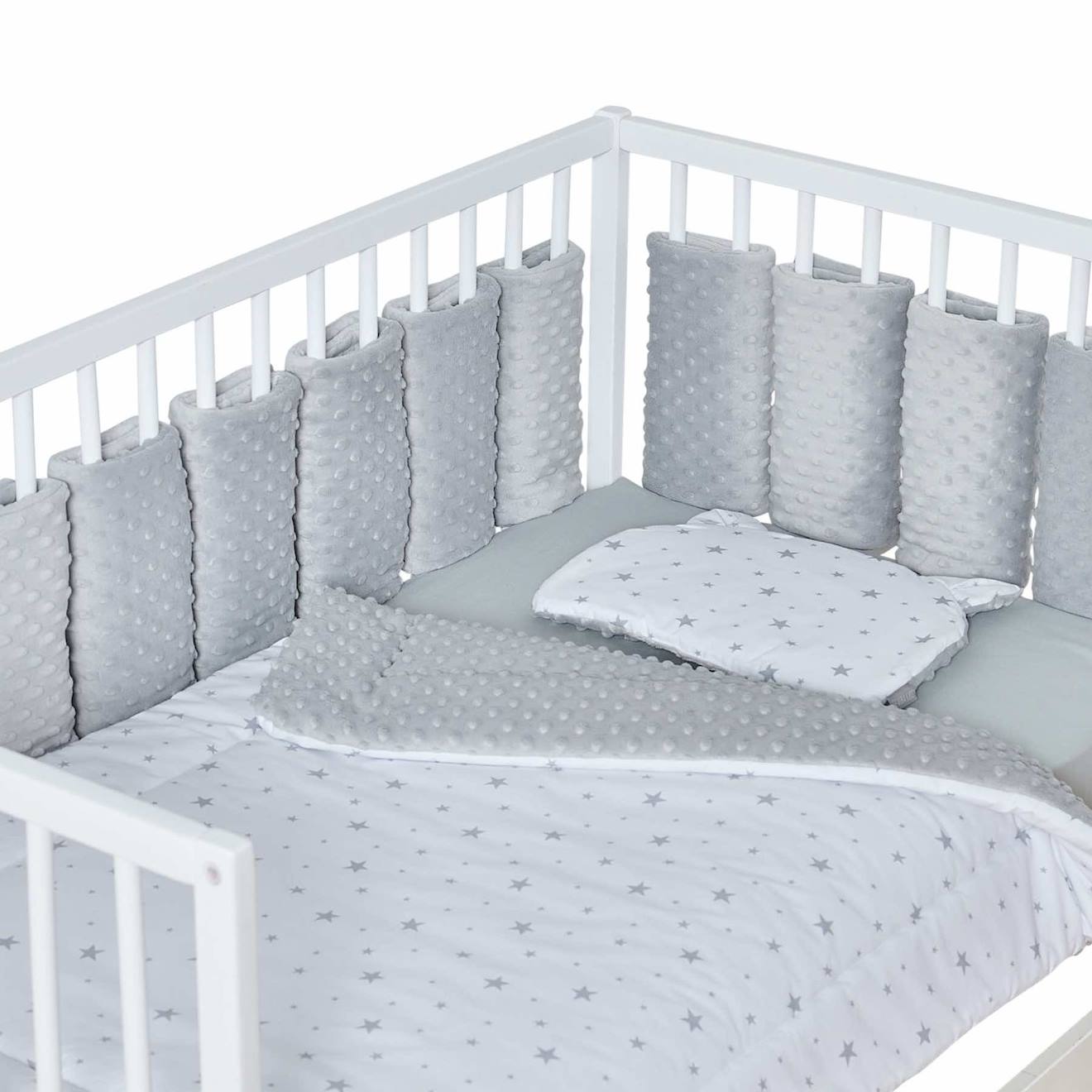 Tour De Lit Modulable 10 Pièces Extra Doux Minky Gris