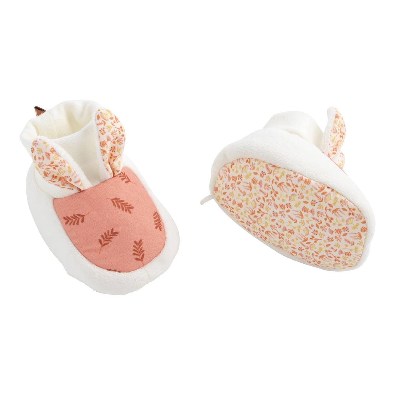 Chaussons Bébé En Velours - Esmee Blanc (Sauthon) - Image 1