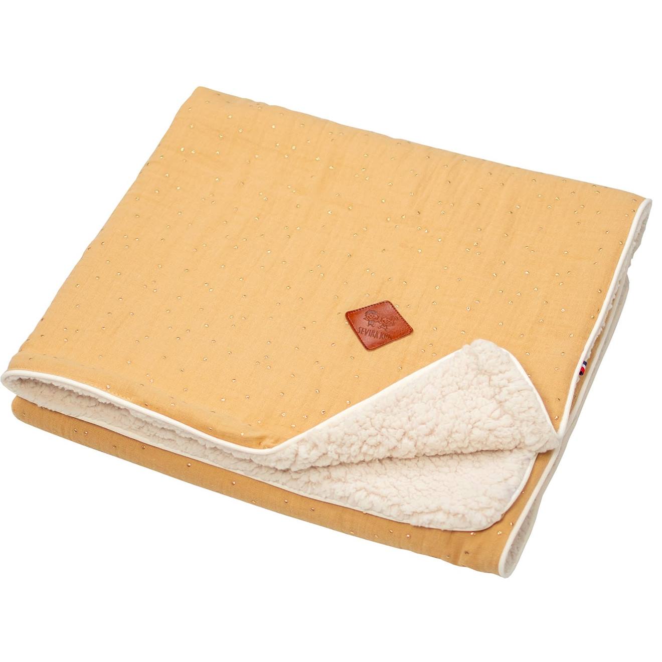 Couverture En Gaze De Coton Et Sherpa Jeanne Camel À Pois Or