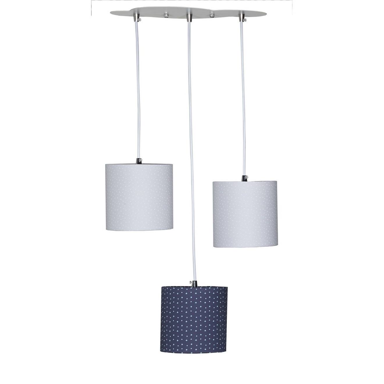 Suspension Lumineuse Trio Plafonnier En Coton Gris