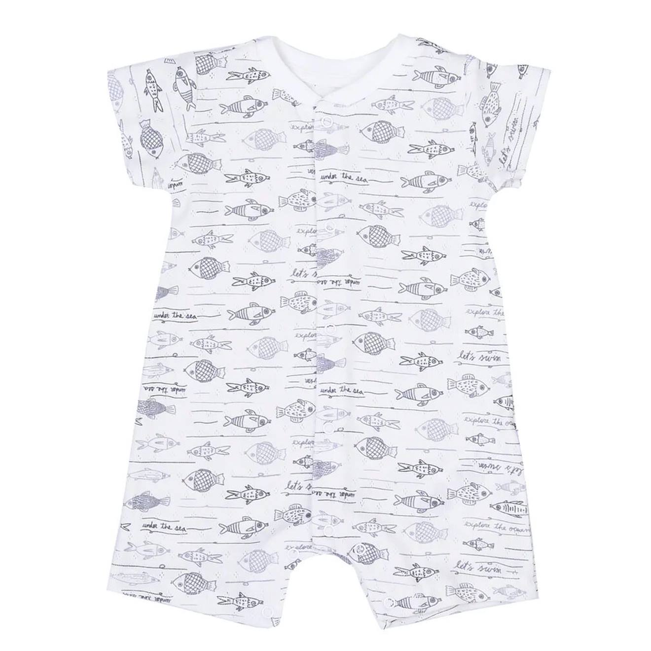 Combishort Bébé En Coton Bio Ocean Gris