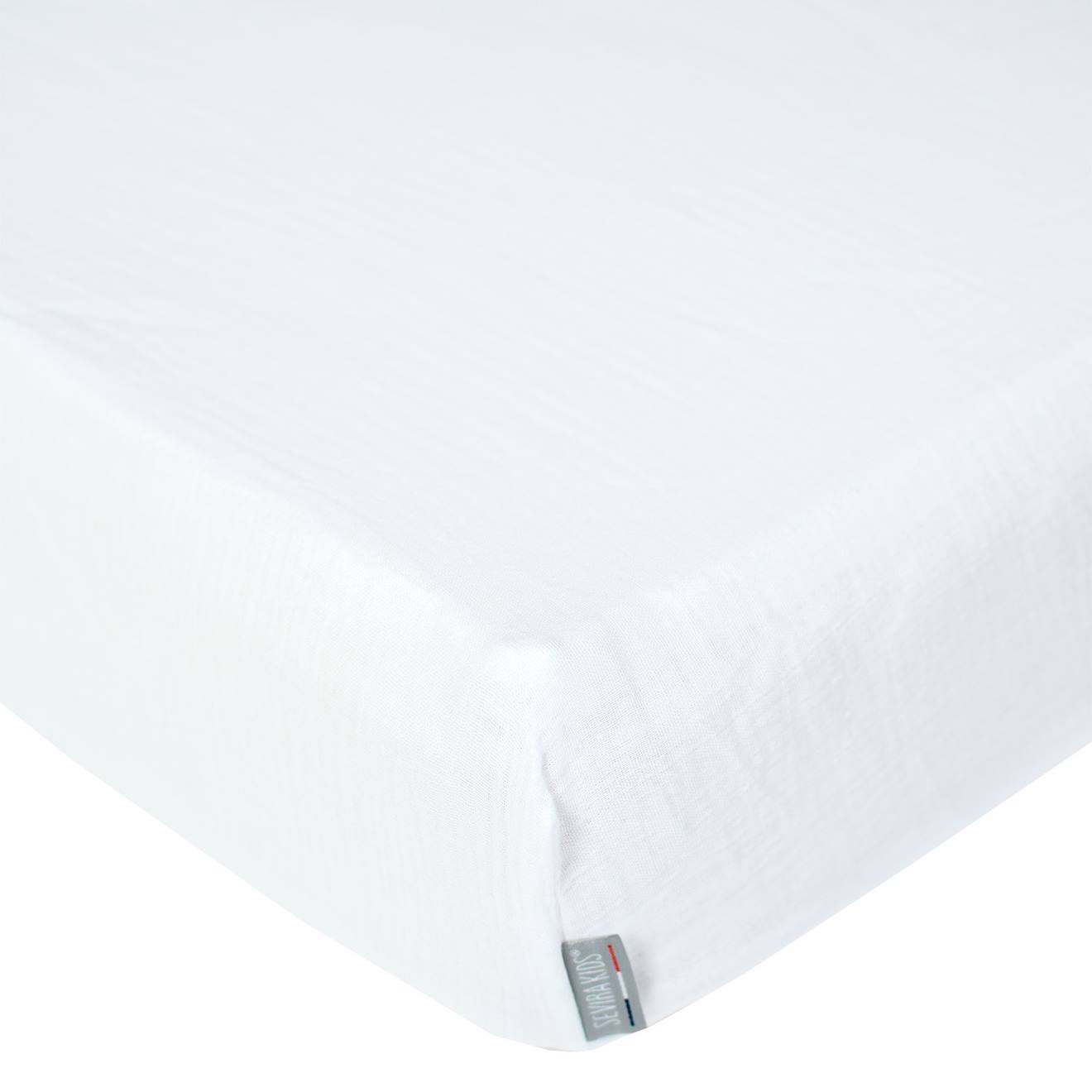 Sevira kids - Drap Housse Uni En Gaze De Coton Blanc