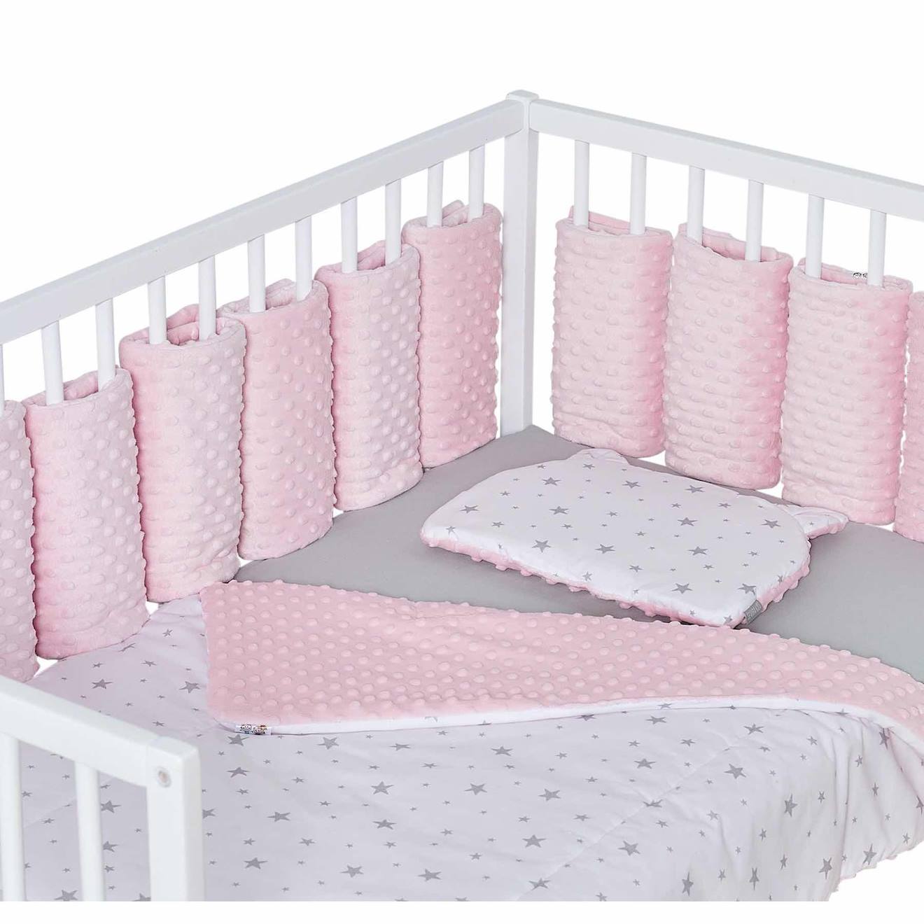 Tour De Lit Modulable 10 Pièces Extra Doux Minky Rose