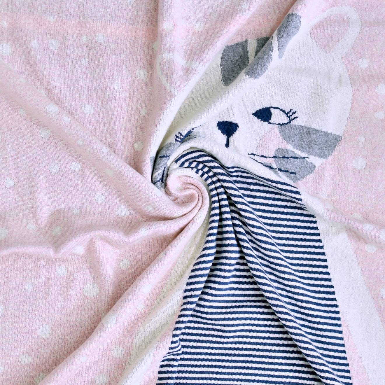 Couverture En Coton Bio Gots Rose, Chat