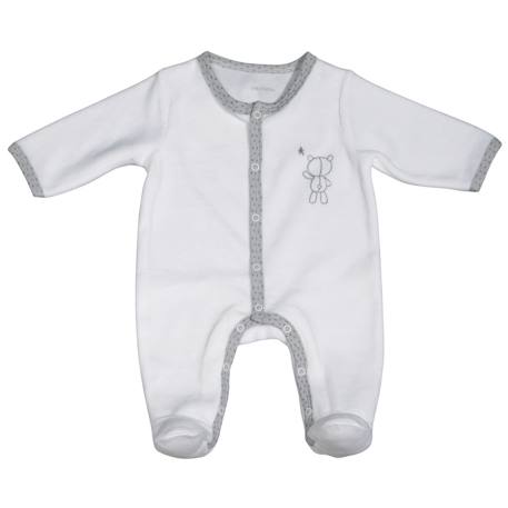 Pyjama bébé en velours à manches longues - celeste Blanc/gris foncé 1 - vertbaudet enfant 