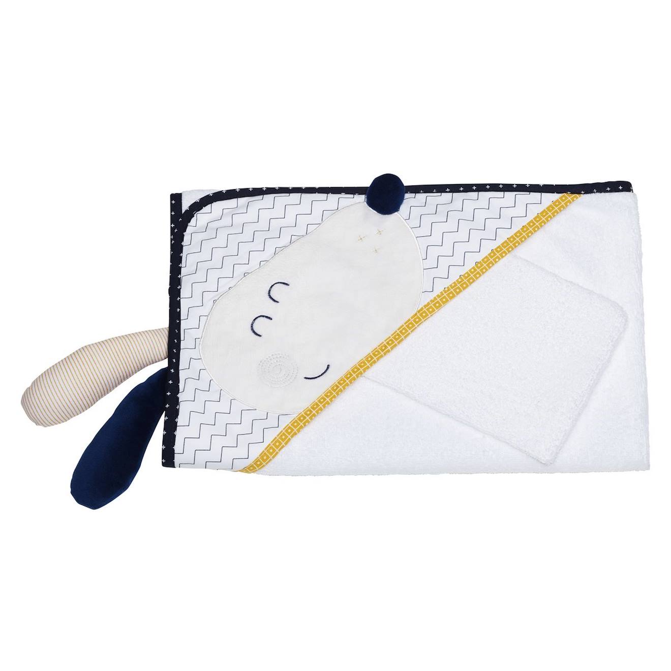 Cape De Bain Et Gant En Coton - Hello Blanc
