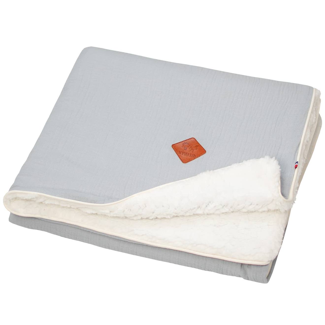 Couverture En Gaze De Coton Et Sherpa Jeanne Gris