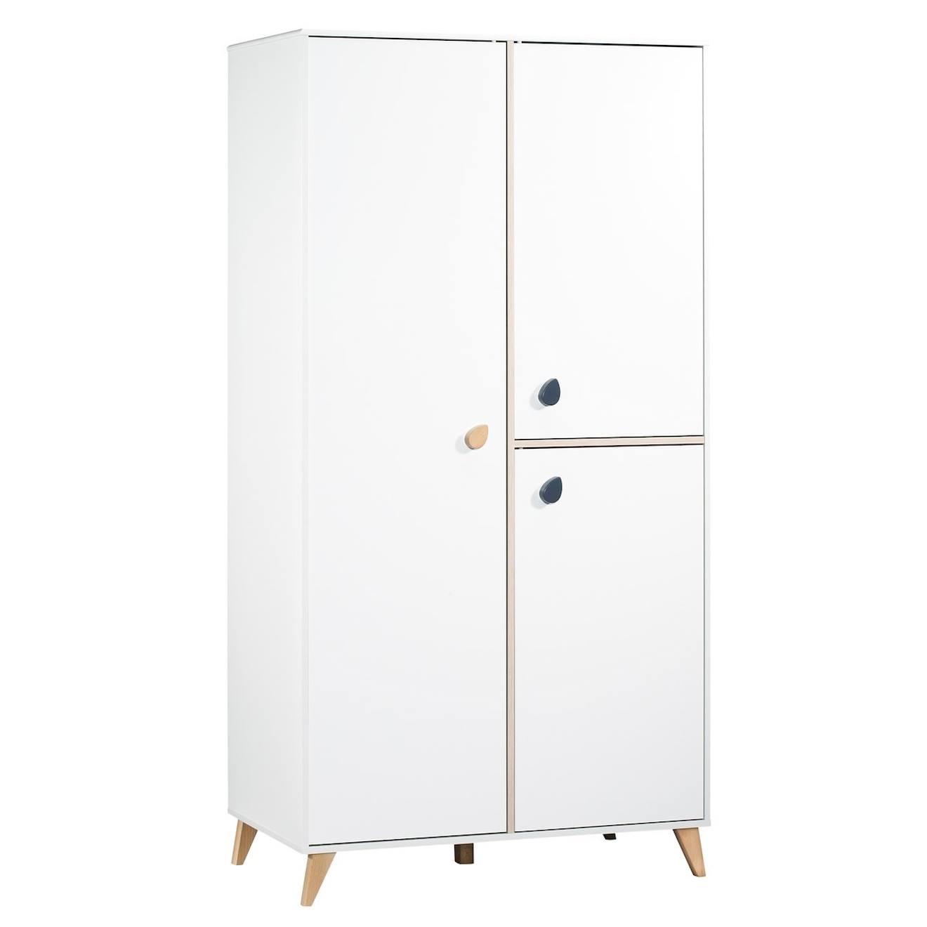 Armoire 3 Portes Bébé Boutons Goutte Blanc