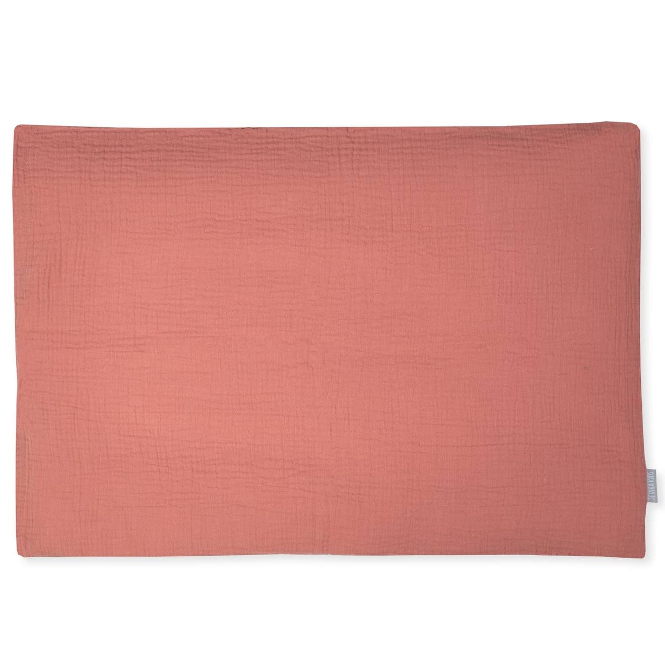 Taie D'oreiller Unie En Double Gaze De Coton Terracotta