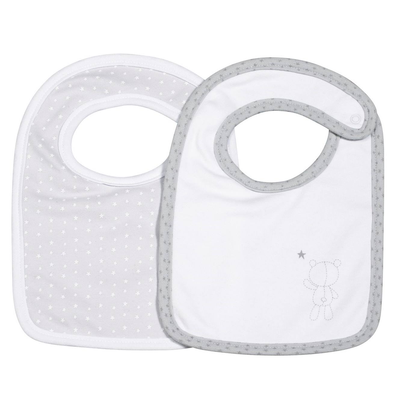 Bavoirs Lot De 2 En Coton - Celeste Gris