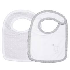 Puériculture-Repas-Bavoirs lot de 2 en coton - celeste