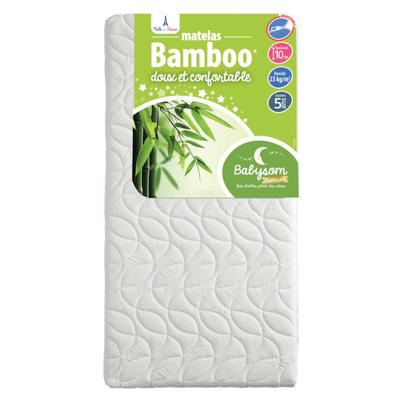 Matelas Bébé Bamboo Déhoussable Blanc (babysom) - Image 1