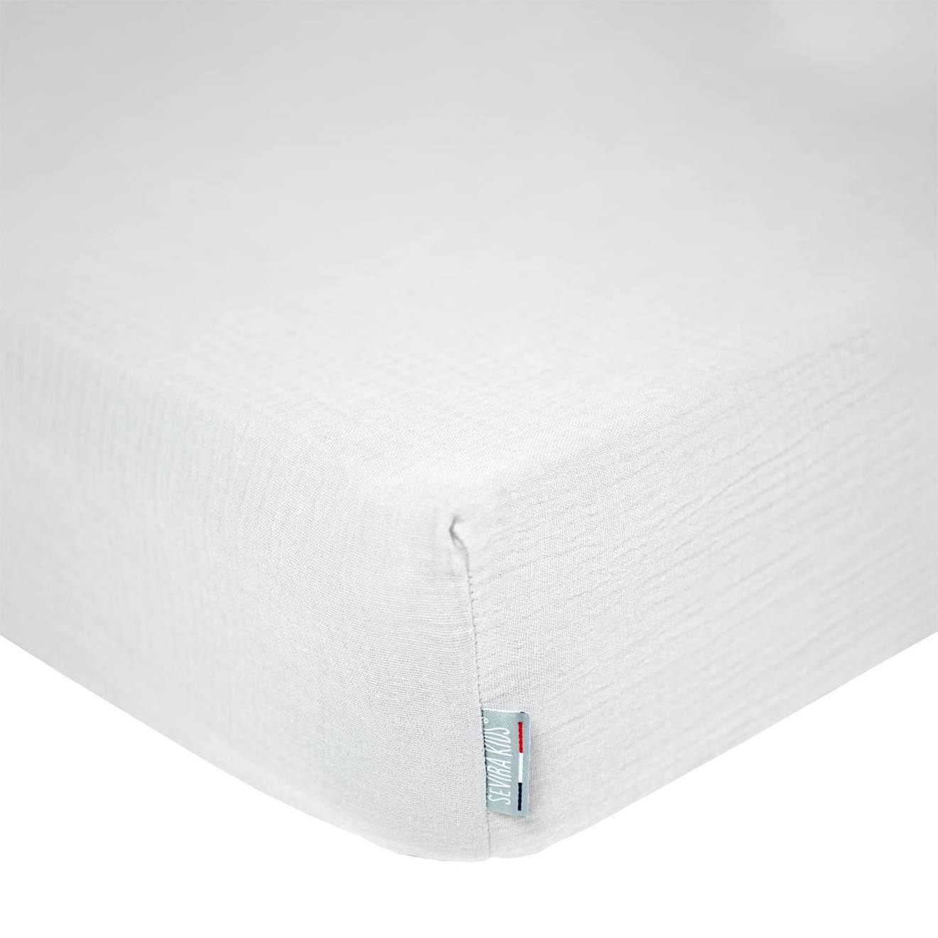 Drap Housse Uni En Gaze De Coton Gris
