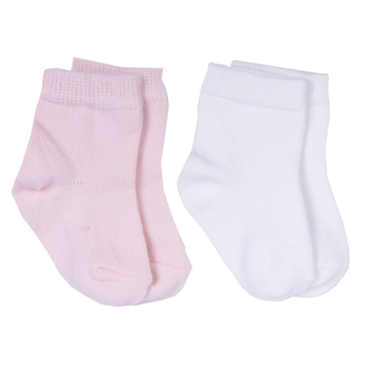 Chaussettes Bébé En Coton Bio Lot De Deux Paires Écru / Rose