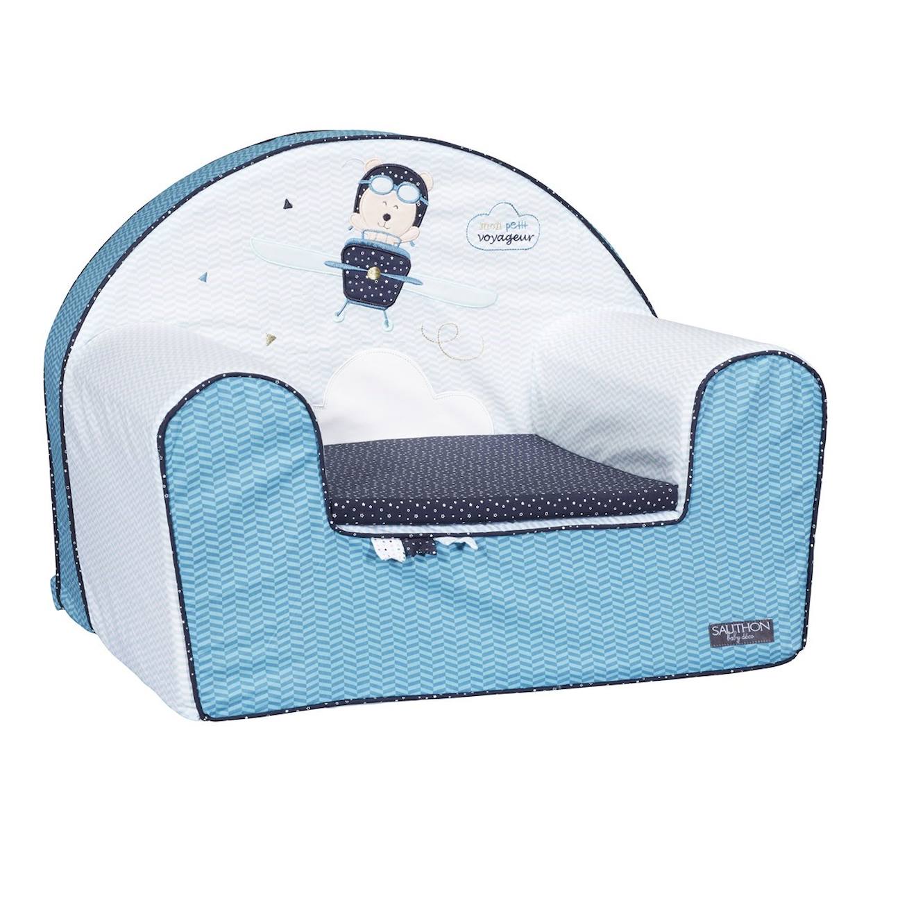 Fauteuil Club Enfant En Coton Bleu