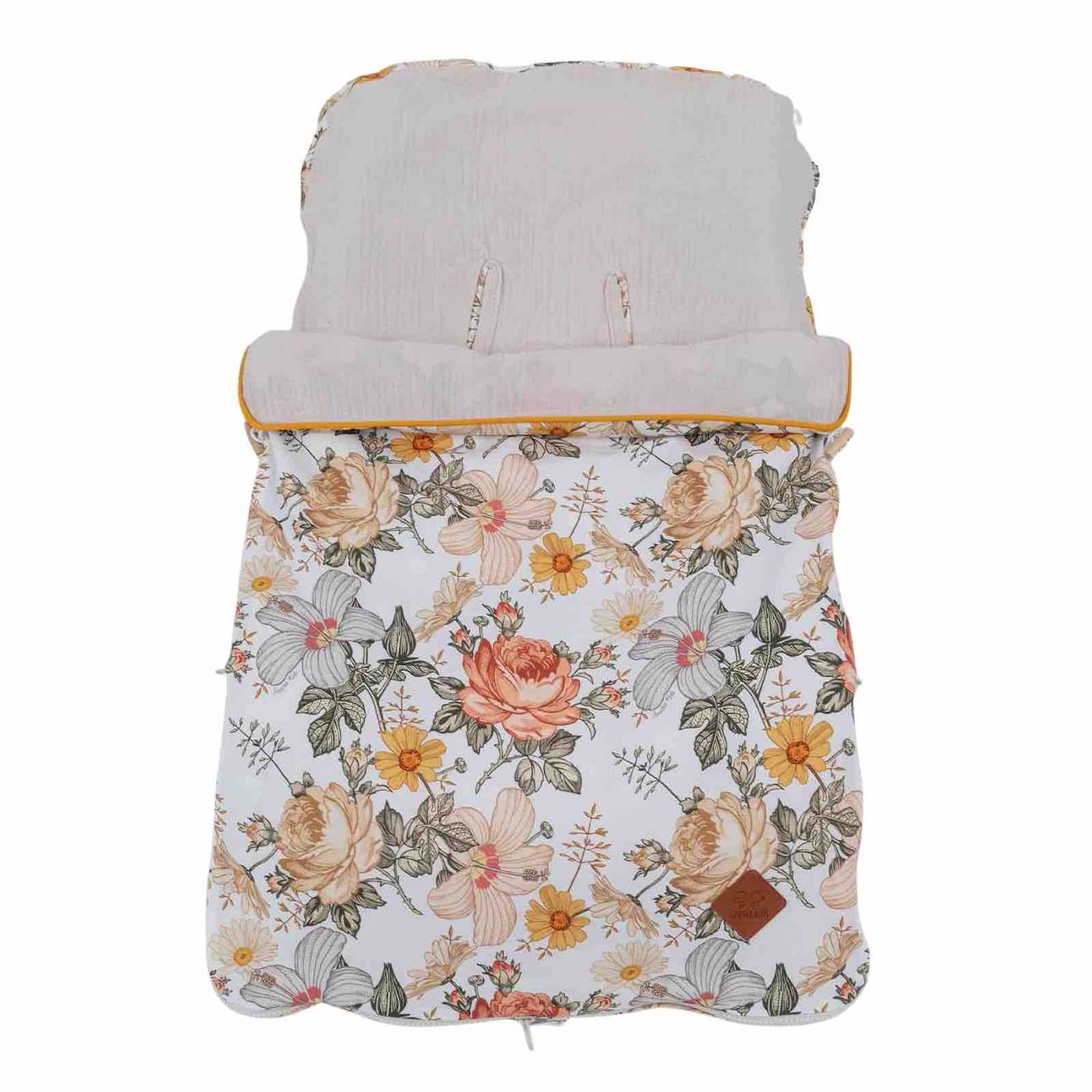 Sevira kids - Chancelière Universelle Avec Couverture Amovible Néo Vintage Blanc Imprimé Floral
