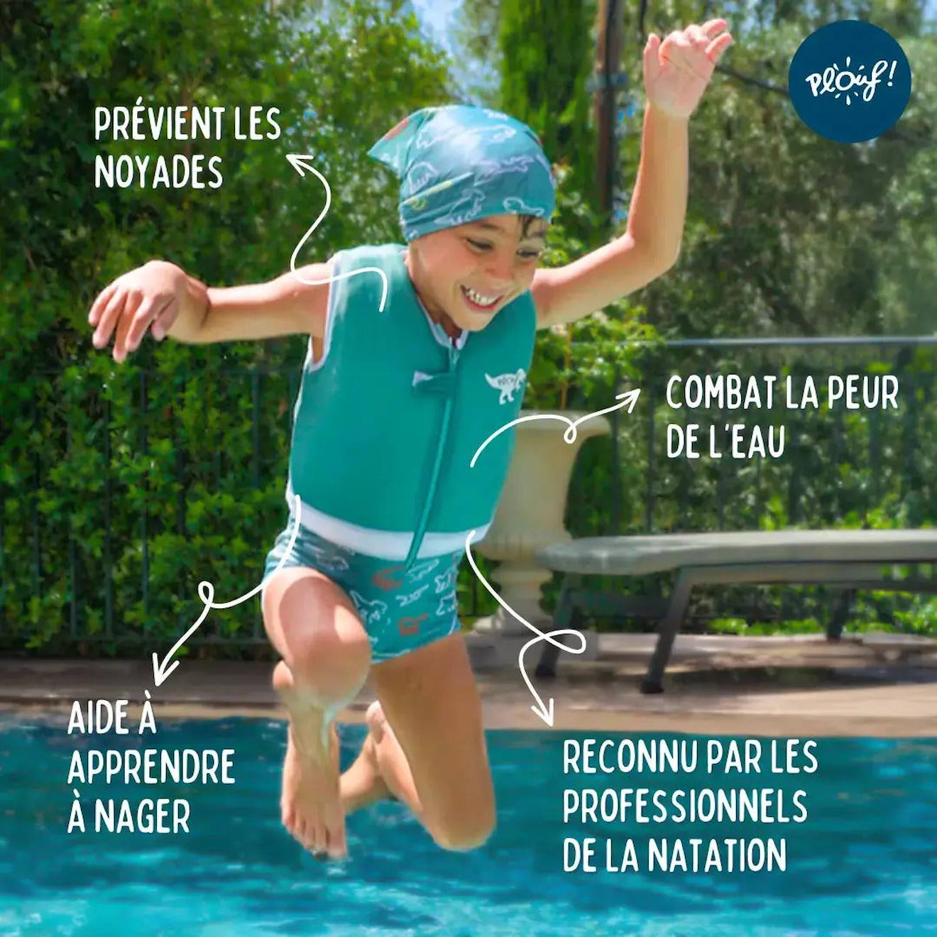 Maillot De Bain Fille Maillot De Bain Flottant Enfant PLOUF Starlette Turquoise Fille 3 Ans (15/17kg Plouf Maillot De Bain Flottant Fille