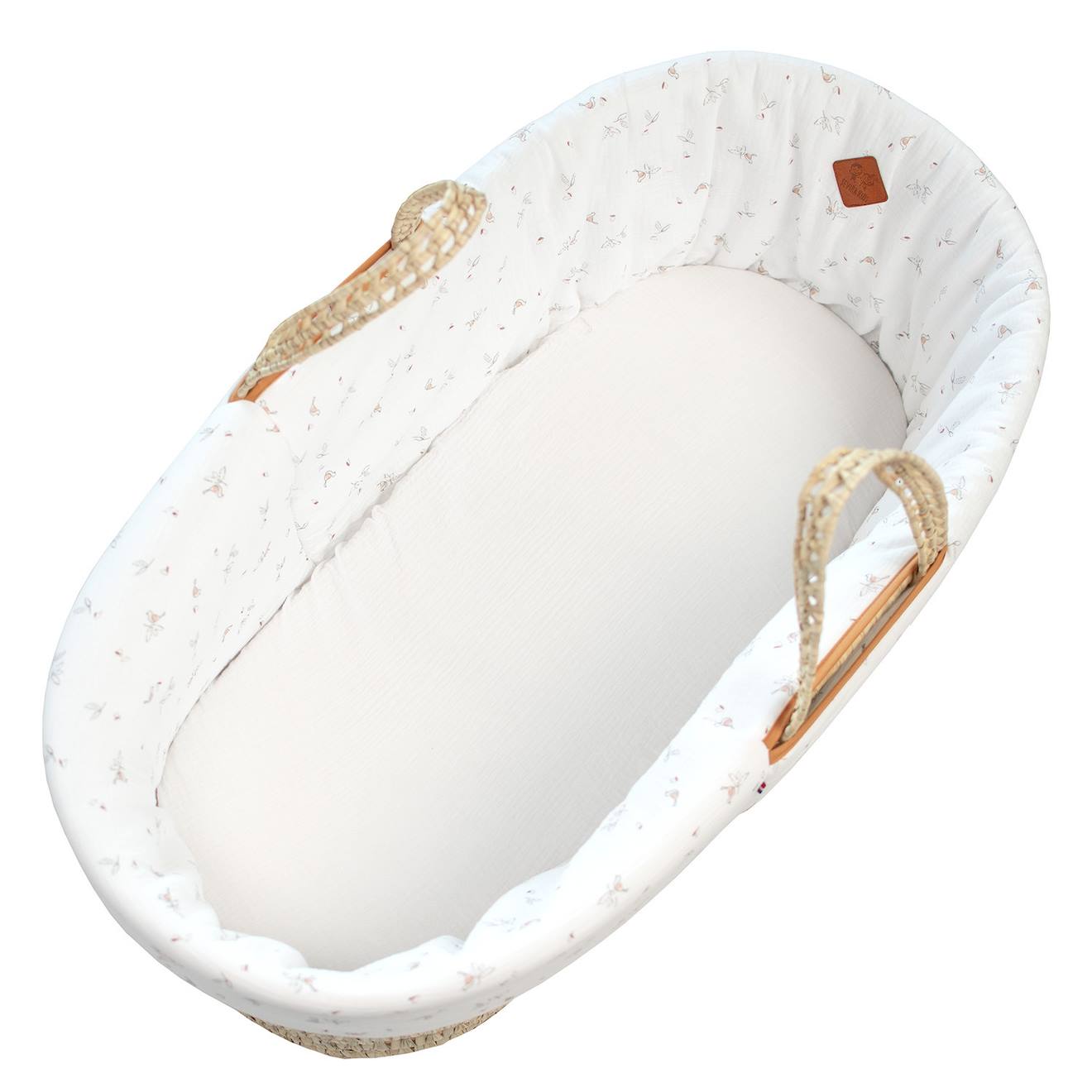 Habillage De Couffin En Gaze De Coton Melody Blanc Imprimé Minimaliste