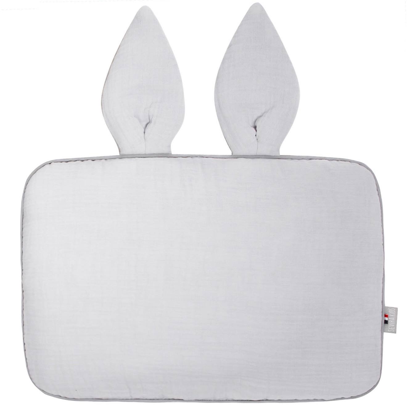 Sevira kids - Oreiller Plat Lapin En Gaze De Coton Jeanne Gris Clair