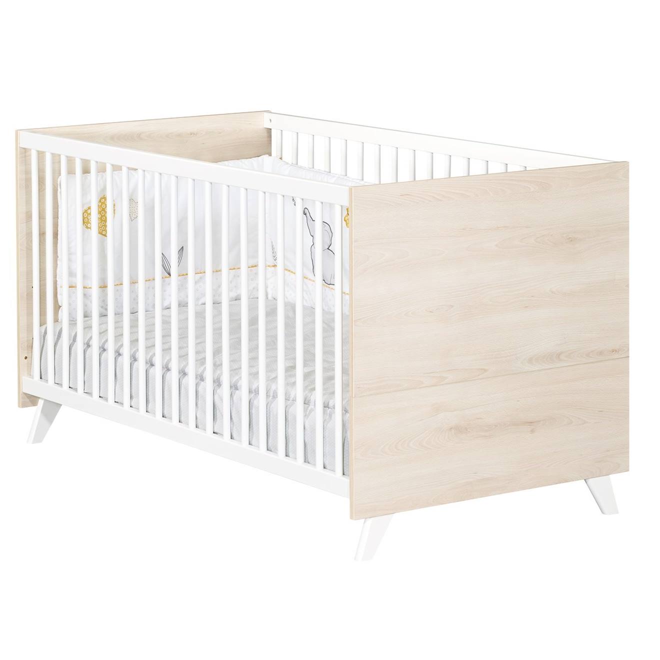 Baby Price - Lit Bébé Évolutif En Bois Blanc/beige